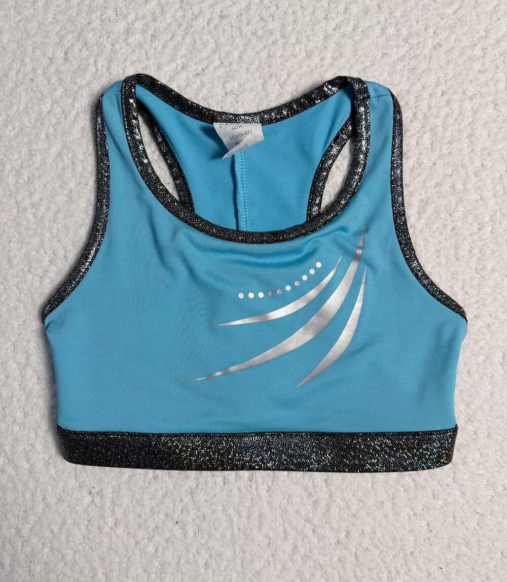 Danskin Now Girls Aqua Wave Keyhole Back Gymnastics Bra Top